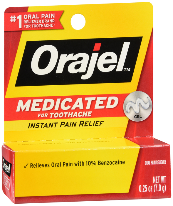 Pack of 12-Orajel Medicated Toothache Gel 0.25 oz By Church & Dwight USA 