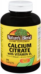 Calcium Citrate +D 630mg Caplets 200 Count Nature's Blend By Natio