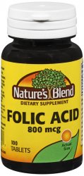 Folic Acid 800mcg Tab 100 Count Nature's Blend