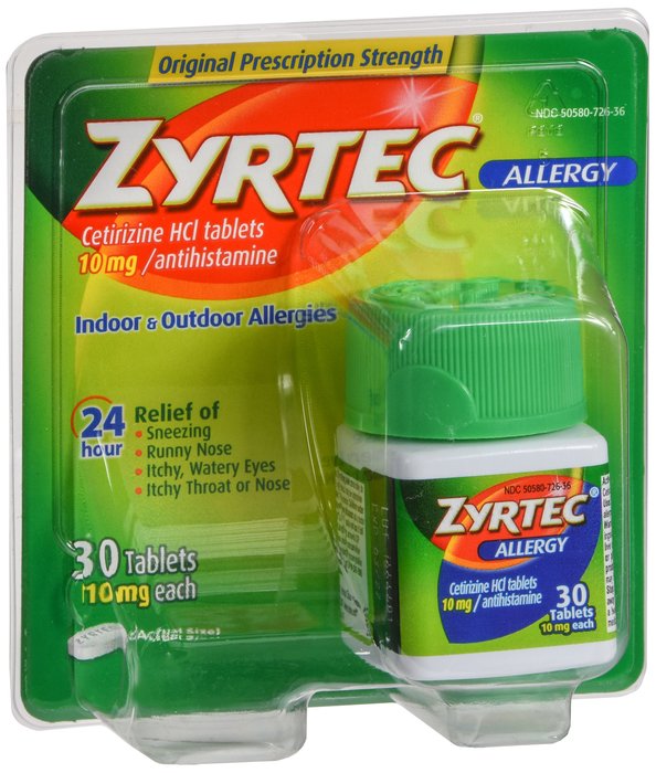 Zyrtec OTC 10 mg Tab 30 By J & J Consumer