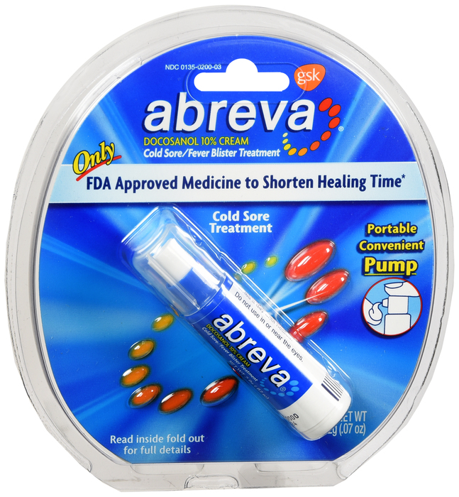 Abreva Cold Sore Treatment Cream Pump by Glaxo Smith Kline 10 % 2GM