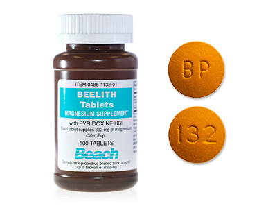 Pack of 12-Beelith Magnesium Oxide Tablet 100Ct By Beach Pharmaceuticals USA 