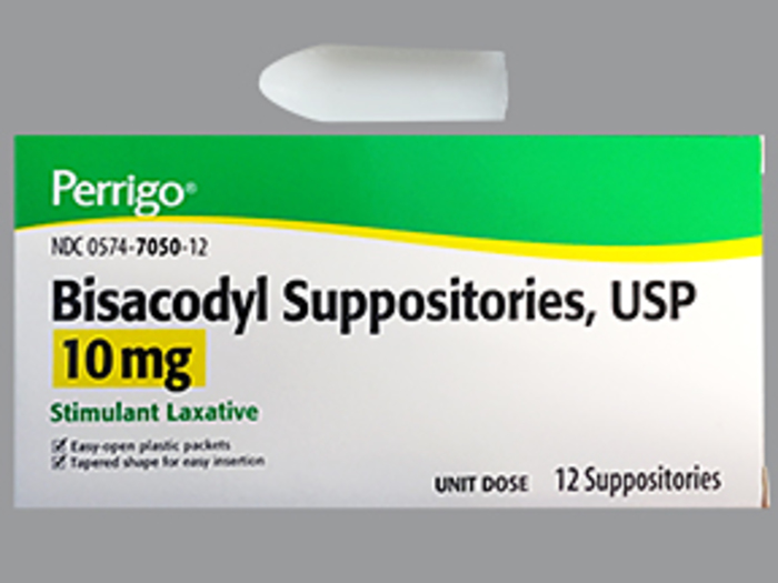 Pack of 12-Bisacodyl 10 mg Suppository 10 mg 12 By Perrigo Co USA 