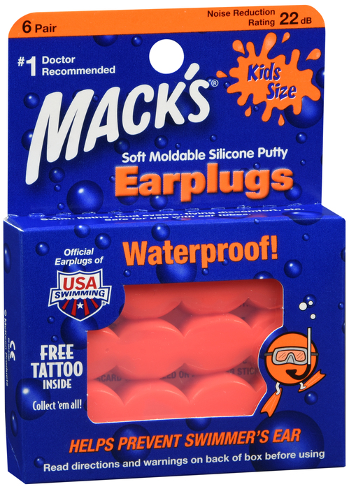 Case of 72-Macks Ear Plug Kids Orange Nrr22 6Pr 