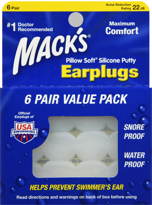 Macks Ear Plug Pillo Soft White Nrr22 6Pr