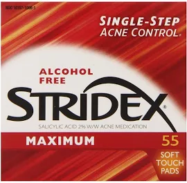 Stridex Maximum Strength Pad 55Ct Case of 12  By Blistex 