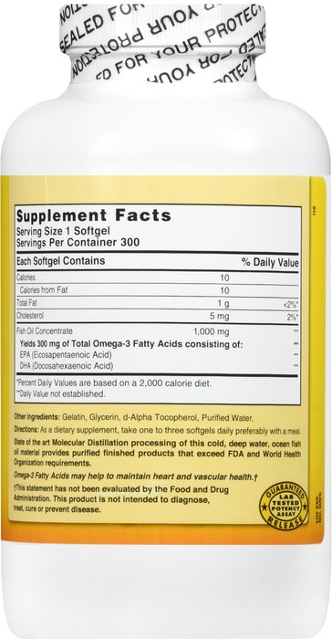 Fish Oil 1000mg Sgc 300 Count Nature's Blend