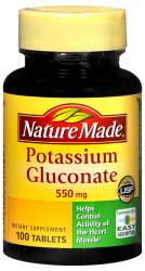 Case of 24--Potassium Gluconate 550mg Tab 100 Count Nature Made
