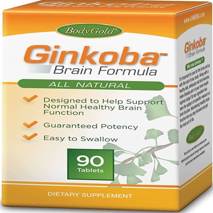 Ginkoba BodyGold Memory Dietary Supplement Tablets 90ct