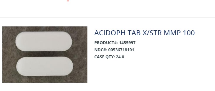 Case of 24-Acidophilus X/S Tablet 100 Count Major Pharma Rugby 