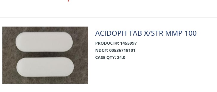 Acidophilus X/S Tablet 100 Count Major Pharma Rugby 