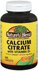 Calcium Citrate +D 630mg Caplets 100 Count Nature's Blend By Natio
