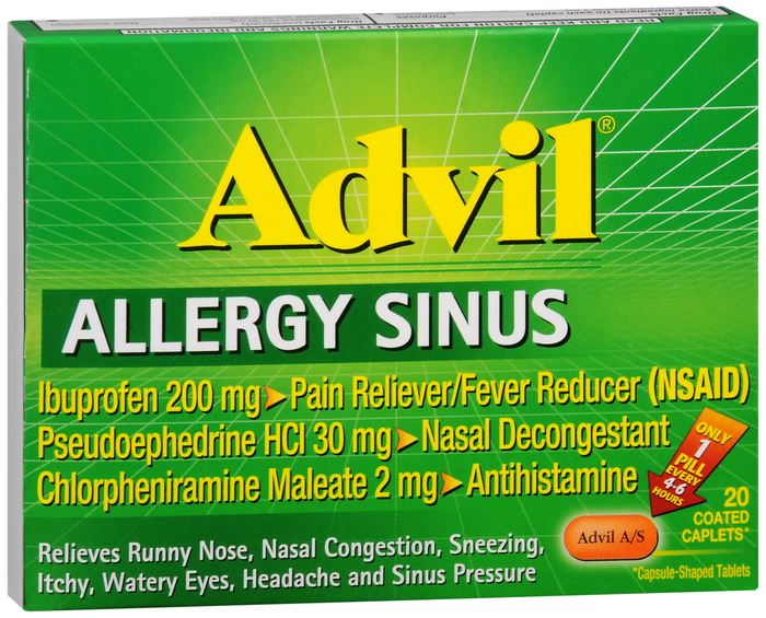Advil Allergy 2-30-200 mg Tab PSE Caplet 20 By Glaxo Smith Kline Consumer Hc USA 