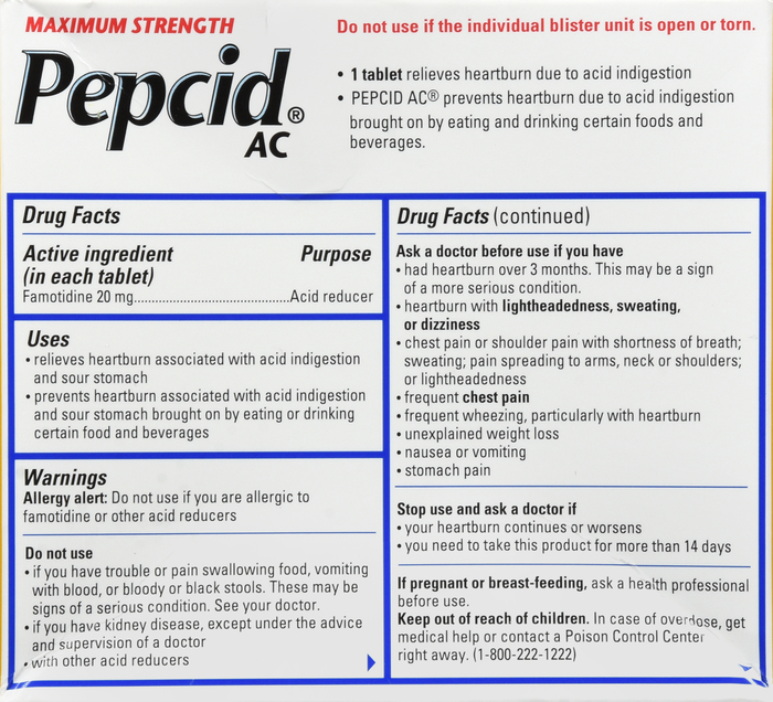 Pepcid Max Tablet Original 25Ct By J&J Consumer