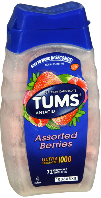 Tums Ultra Strength Assorted Berries Chewable Tablets 72ct By Glaxo Smith Kline Consumer Hc USA 