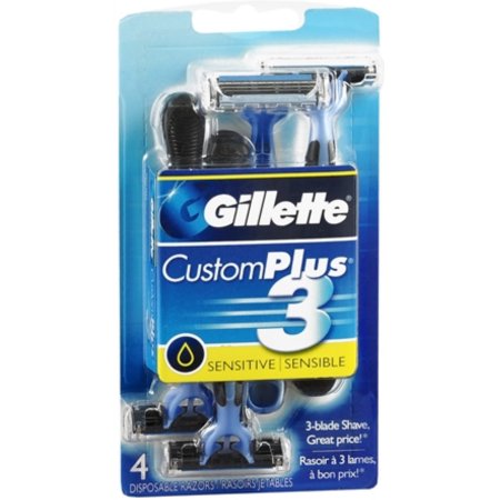 Gillette Custom Plus 3 Razors Sensitive 4 Each