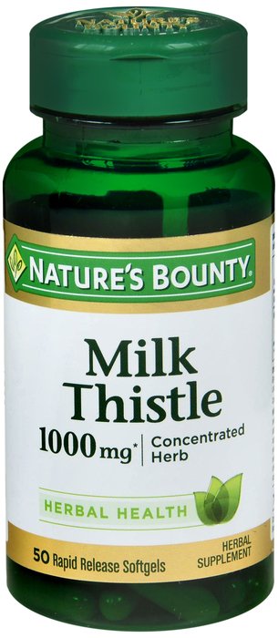 Case of 12- Milk Thistle 1000mg Cap 50 Count Nat Bounty