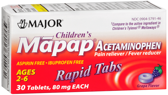 Case of 24-Mapap Acetaminophen 80mg Child Grape Tab 30Ct Gen Tylenol
