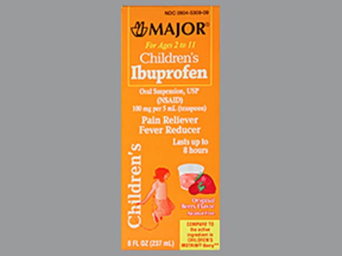 Case of 24-Ibuprofen Child Susp Boxed Berry 8 oz Maj Gen Motrin
