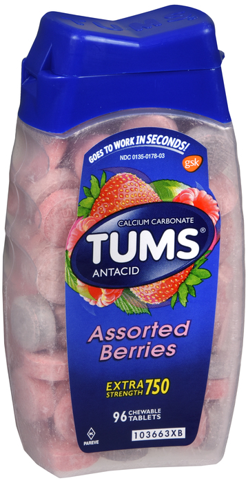 Pack of 12-Tums Extra Tablet Berry Tab 96 By Glaxo Smith Kline Consumer Hc USA 