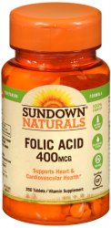 Sd Folic Acid 400mcg 350 count By SunDown Nature's Bounty