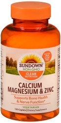 Calcium/Mag/Zinc Caplet 100 Count Sundwn By Nature's Bounty