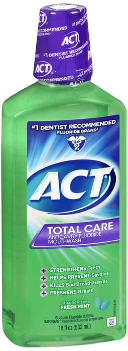 Case of 24-ACT Total Care Fluoride Mouthwash Fresh Mint 18oz