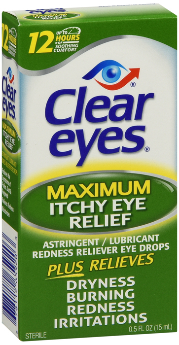 Clear Eyes Maximum Itchy Eye Relief Eye Drops - 0.5 Fl oz Bottle