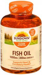 Fish Oil 1000mg Softgel 200 Count Sundwn