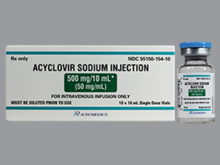 Rx Item-Acyclovir 500MG Gen Zovirax 10X10 ML Single Dose Vial by Auromedics Pharma USA 