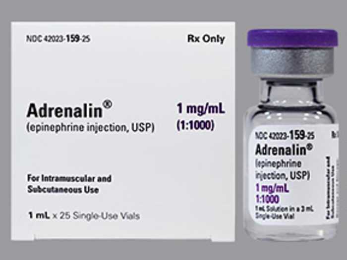Rx Item-Adrenalin 1MG/ML 25X1 ML Vial by Par Pharma USA 