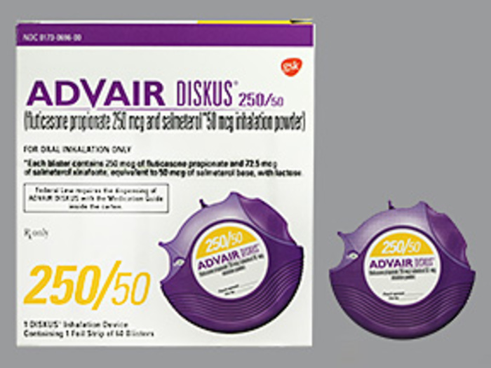 Rx Item-Advair Diskus INHA250/50 60 Powder by Glaxo Smith Kline Pharma USA 