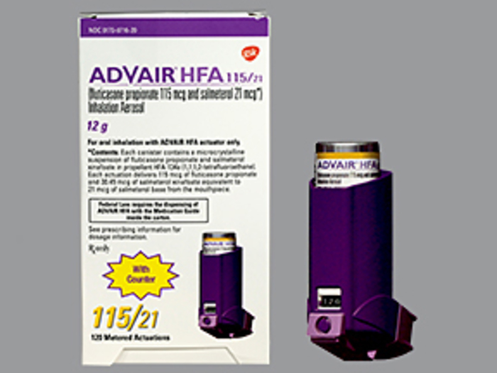 Rx Item-Advair HFA 45-21mcg  12 GM Inhalation by Glaxo Smith Kline Pharma USA  