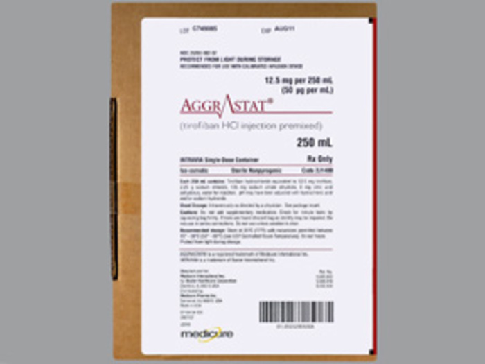 Rx Item-Aggrastat 12.5mg 250 Bag 250ml By Medicure Pharma