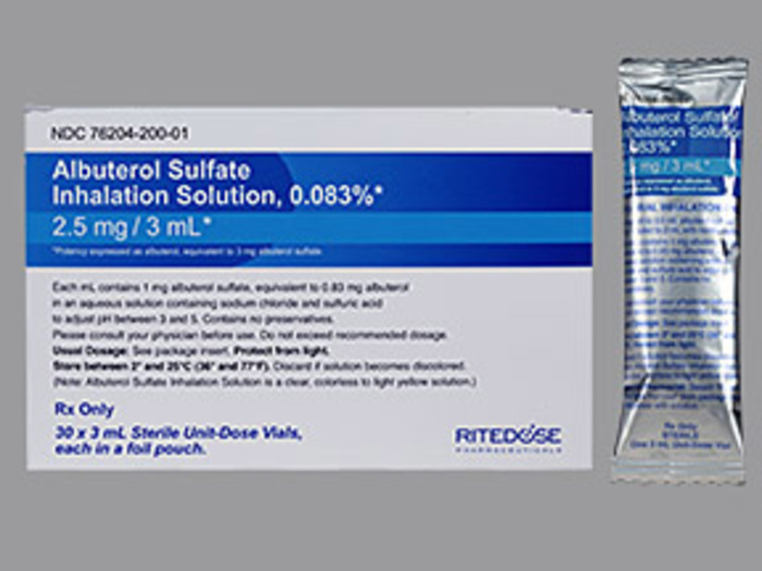 Rx Item-Albuterol Sulfate 0.083% 2.5MG 30X1X3 ML SOL by Ritedose Pharma USA 