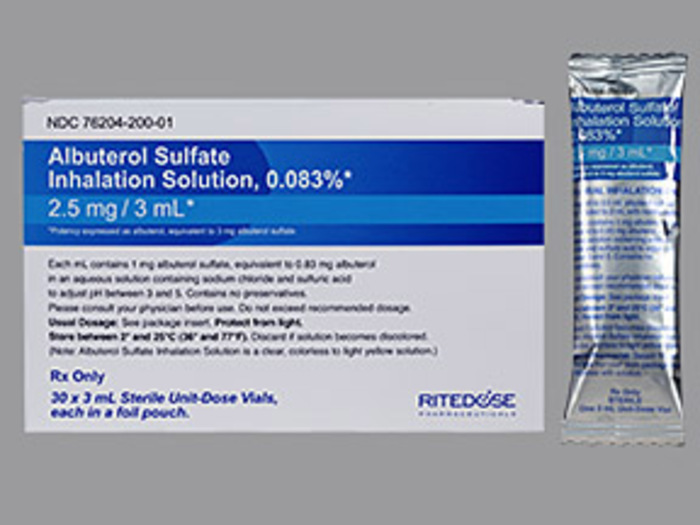 Rx Item-Albuterol 2.5mg 3ml Sol 30X3ml By Ritedose Pharma