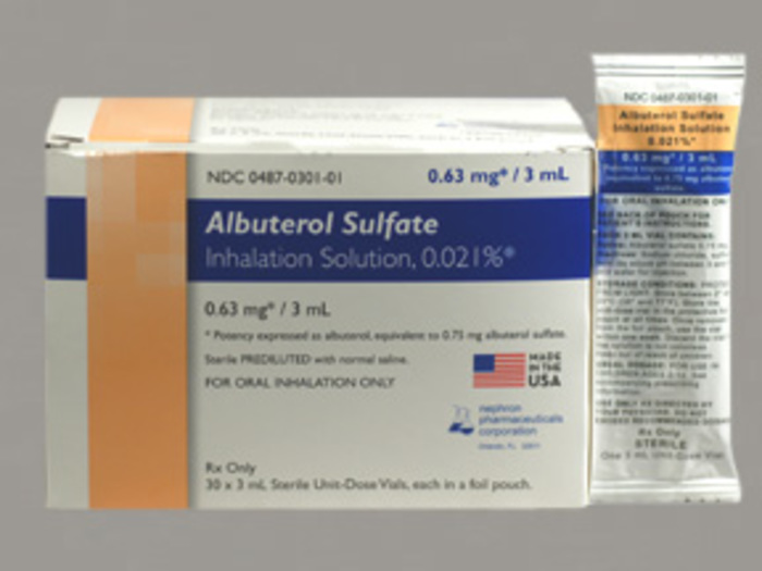 Rx Item-Albuterol Sulfate Inh 0.63MG Gen Accuneb 25X3 ML sol by Ritedose Pharma USA  