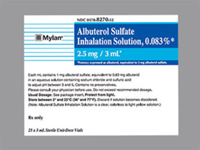 Rx Item-Albuterol Sulfate 2.5mg 3ml Sol 25X3ml By Mylan Pharma