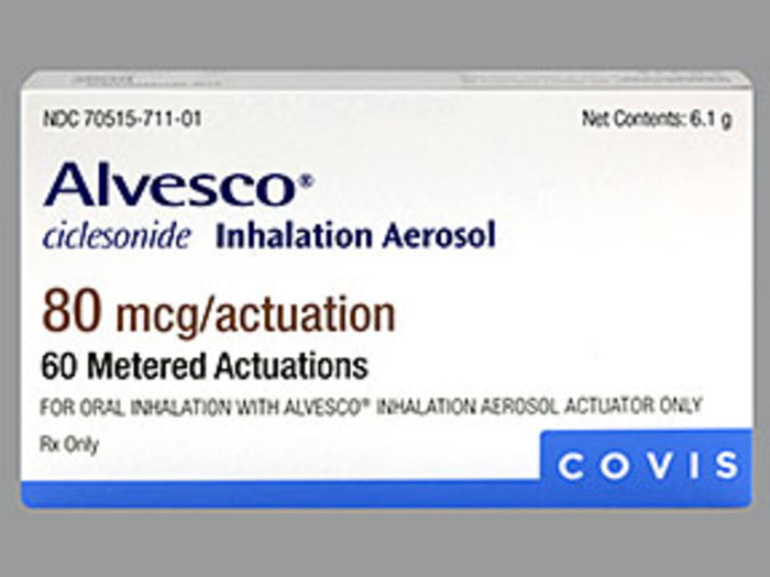 Rx Item-Alvesco ciclesonide 80MCG 6.1 GM Inhaler  by Covis Pharma USA 