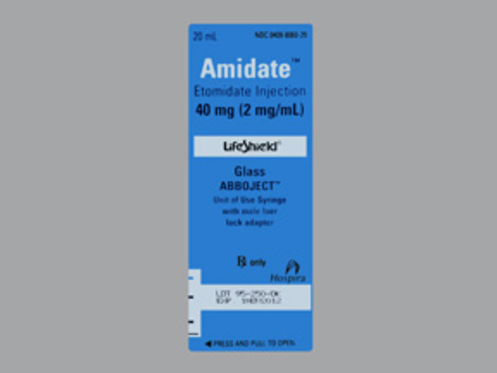 Rx Item-Amidate Etomidate Syringe LifeShield 40MG 10X20 ML Syringe by Pfizer Pharma USA Injec