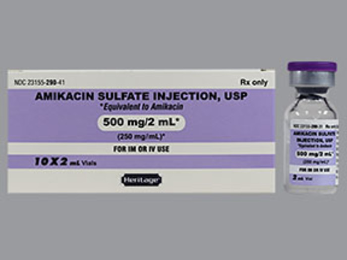 Rx Item-Amikacin Sulfate 250MG/ML 10X2 ML Vial by Heritage Pharma USA 