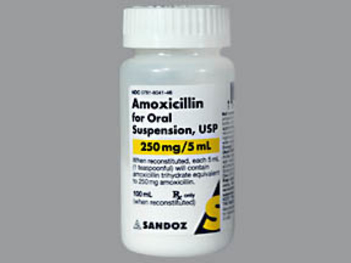 Rx Item-Amoxicillin Trihydrate 250MG/5ML 100 ML Suspension by Sandoz Pharma USA 