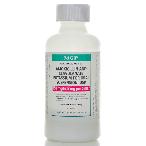 Rx Item-Amoxicillin-Clavulanate Potassium 250/62.5MG 150 ML Suspension by Morton Grove Pharma USA 