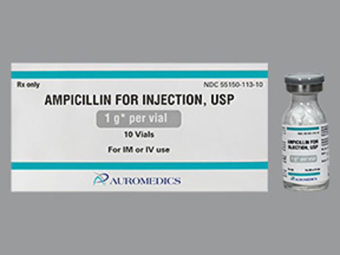 Rx Item-Ampicillin Sodium 1GM 10 Vial by Auromedics Pharma USA 