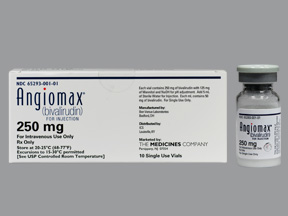 Angiomax 250mg Vial 10X5ml by Sandoz Rx NDC No.65293-0001-01 65293-001-01 65293000101 6529300101 UPC/GTIN No.3-65293-00101-2 3-65293-00101-2 365293-001012