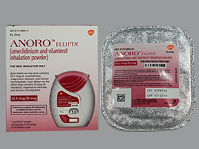 Rx Item-Anoro Ellipta umeclidinium brm/vilanterol tr 62.5 25mcg Kit 60 By Glaxo 