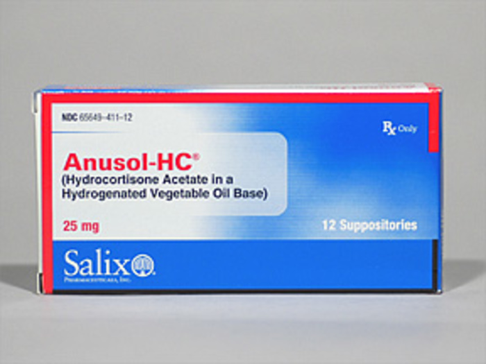 Rx Item-Anusol Hc  hydrocortisone acetate Rectal 12 Suppository by Valeant Pharma USA 