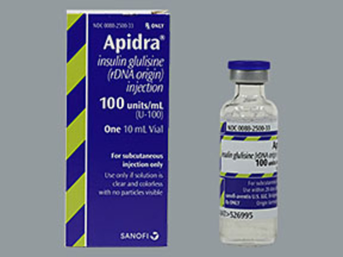 Rx Item-Apidra 100U/ml Vial nsulin glulisine 10ml by Aventis Pharm Refrig