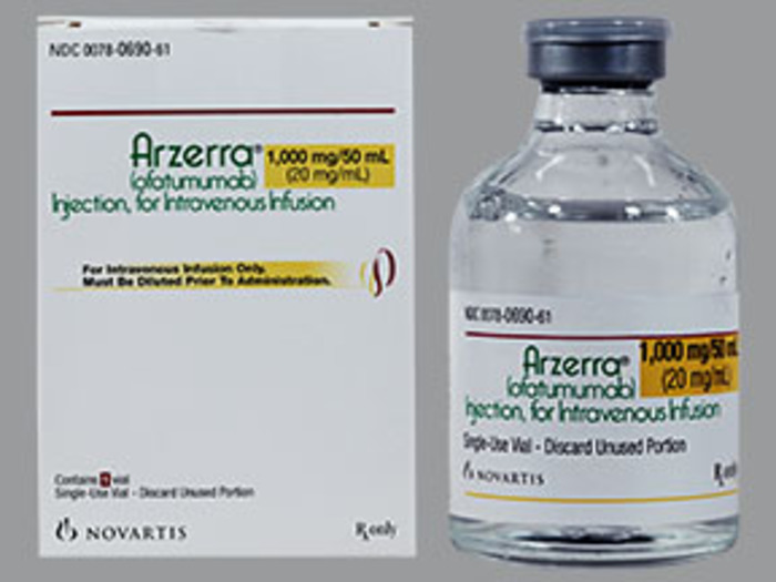 Rx Item-Arzerra 1000MG ofatumumab 50 ML Single Dose Vial -Keep Refrigerated - by Novartis Pharma USA 