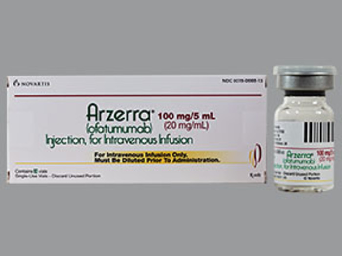 Rx Item-Arzerra 100MG ofatumumab 3X5 ML Single Dose Vial -Keep Refrigerated - by Novartis Pharma USA 